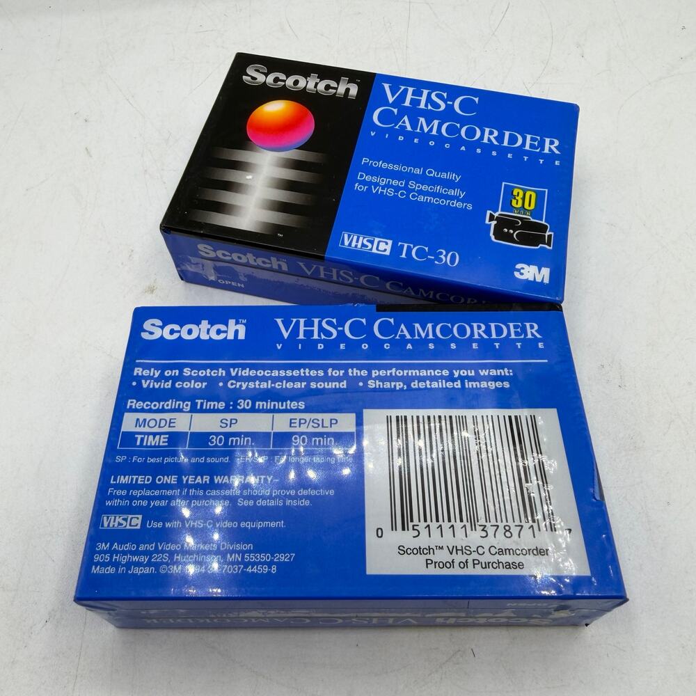 x NEW and sealed Scotch VHS-C Camcorder Videocassette TC-30 - Picture 3 of 3